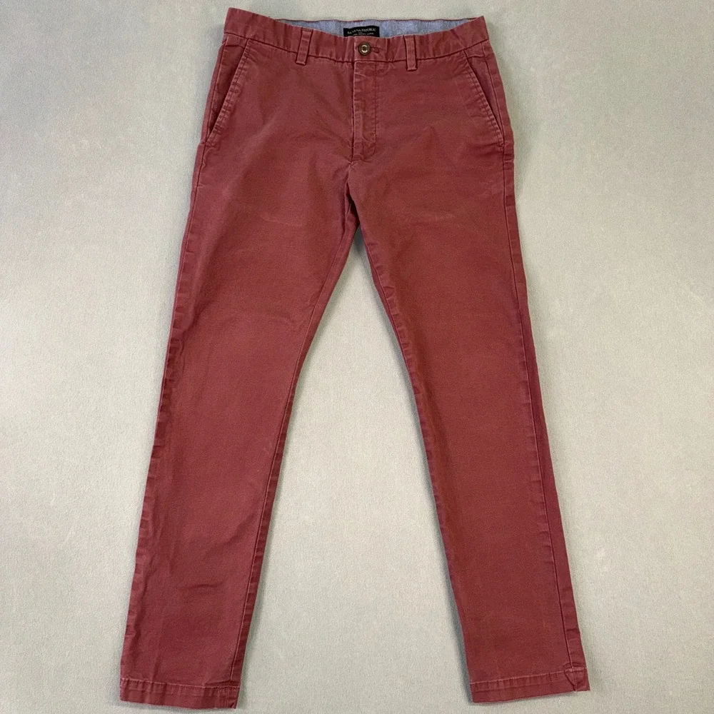 Banana Republic Fulton Skinny Chino Pants Mens 32x32 Burgundy Red Cotton Stretch